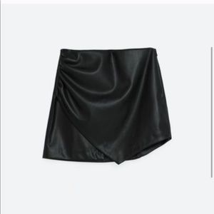 Zara Asymmetrical Faux Leather Mini  Skirt